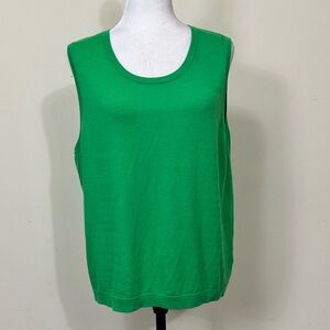 Talbots Spring Green Cotton Lyocell Sleeveless Shell Scoop Neck Knit Tank Top XL